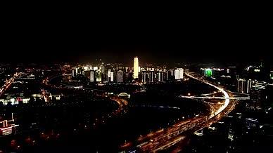 大气震撼航拍郑州CBD夜景全景高清4k视频的预览图